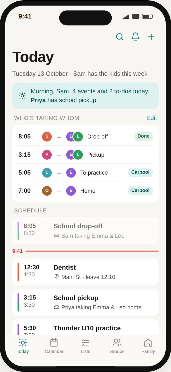 Today screen